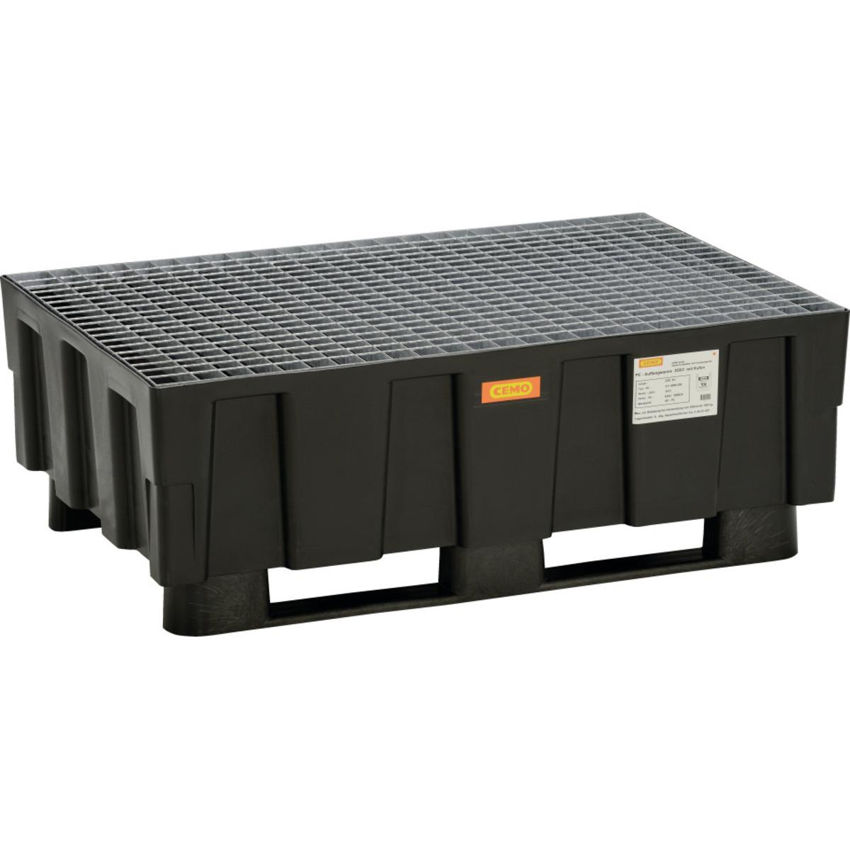 EURO-PE-Auffangwanne 250/2 – 250 L Volumen, Für 1 Faß (200 L), LxBxH 1205x805x330 Mm, PE-Regranulat