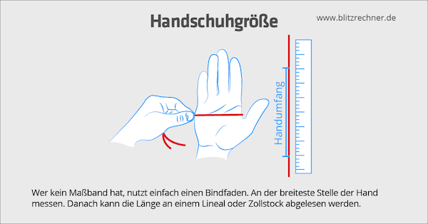 Größentabelle für Schutzhandschuhe