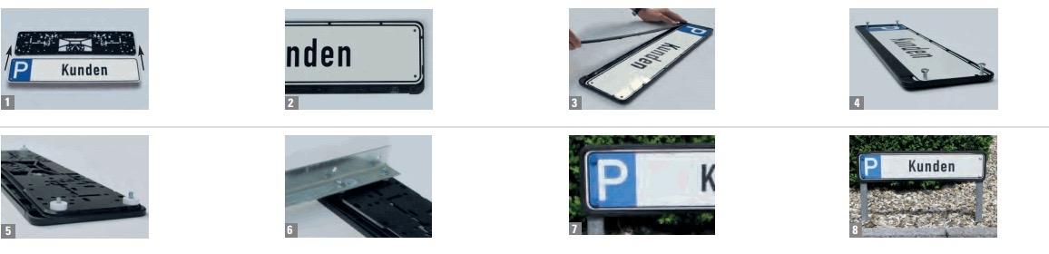 Parplatzreservierungsschilder - Aufbauanleitung - Abbildung 1 bis 8